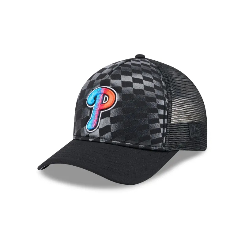 Philadelphia Phillies Gradient Raceway 9FORTY M-Crown A-Frame Trucker Hat sold by New Era