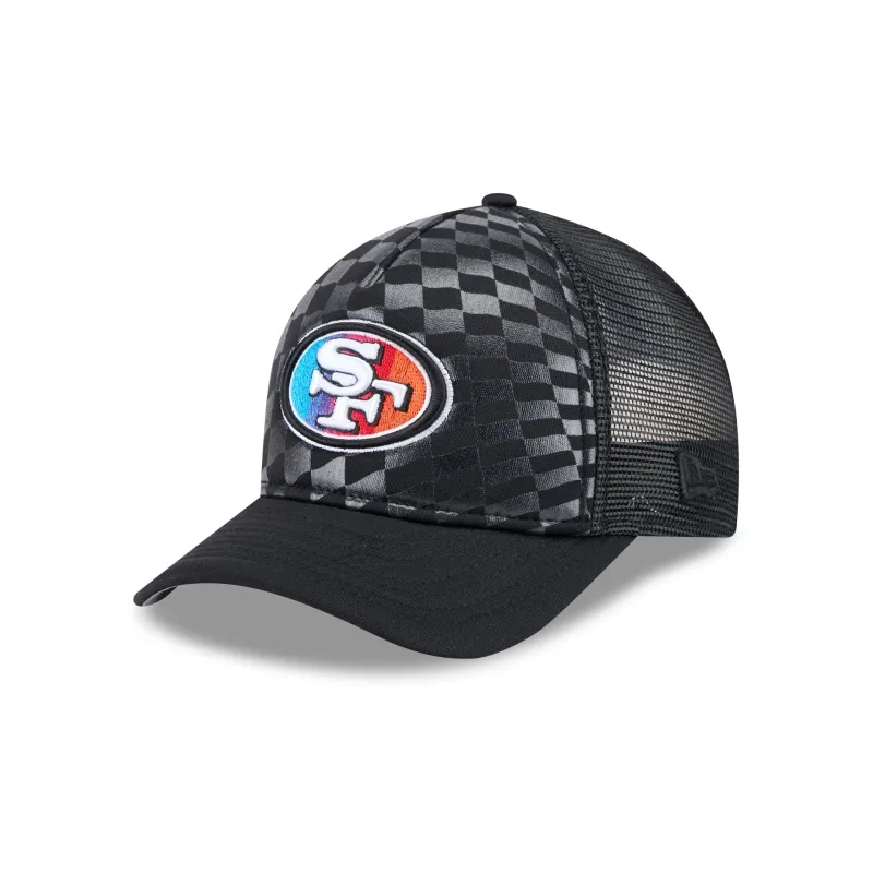 San Francisco 49ers Gradient Raceway 9FORTY M-Crown A-Frame Trucker Hat sold by New Era