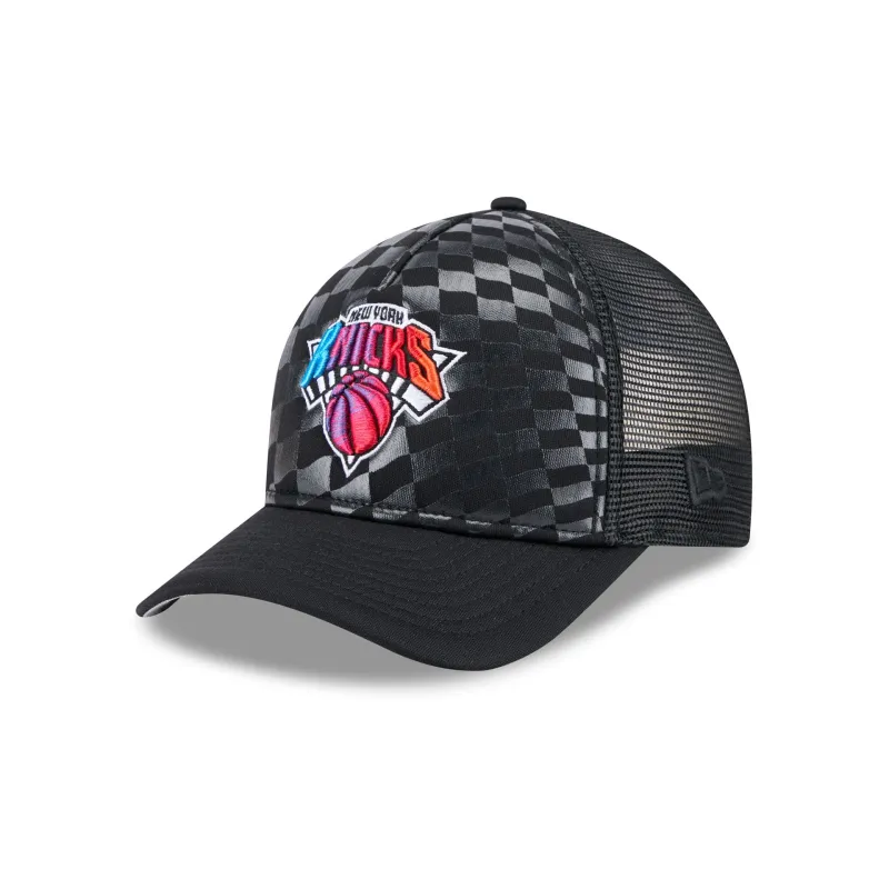 New York Knicks Gradient Raceway 9FORTY M-Crown A-Frame Trucker Hat sold by New Era