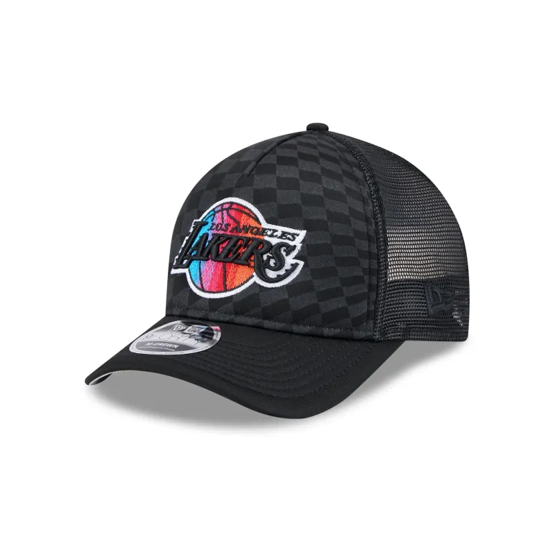 Los Angeles Lakers Gradient Raceway 9FORTY M-Crown A-Frame Trucker Hat sold by New Era