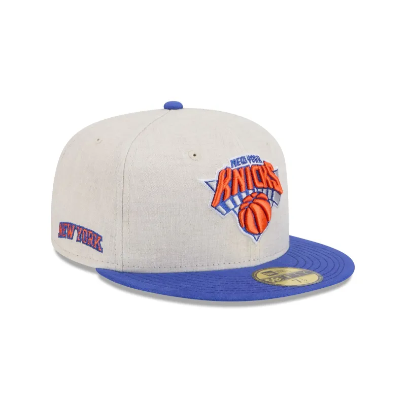 New York Knicks Linen 59FIFTY Fitted Hat sold by New Era