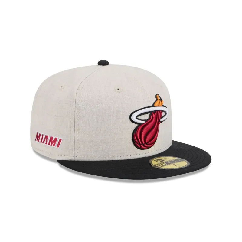 Miami Heat Linen 59FIFTY Fitted Hat sold by New Era