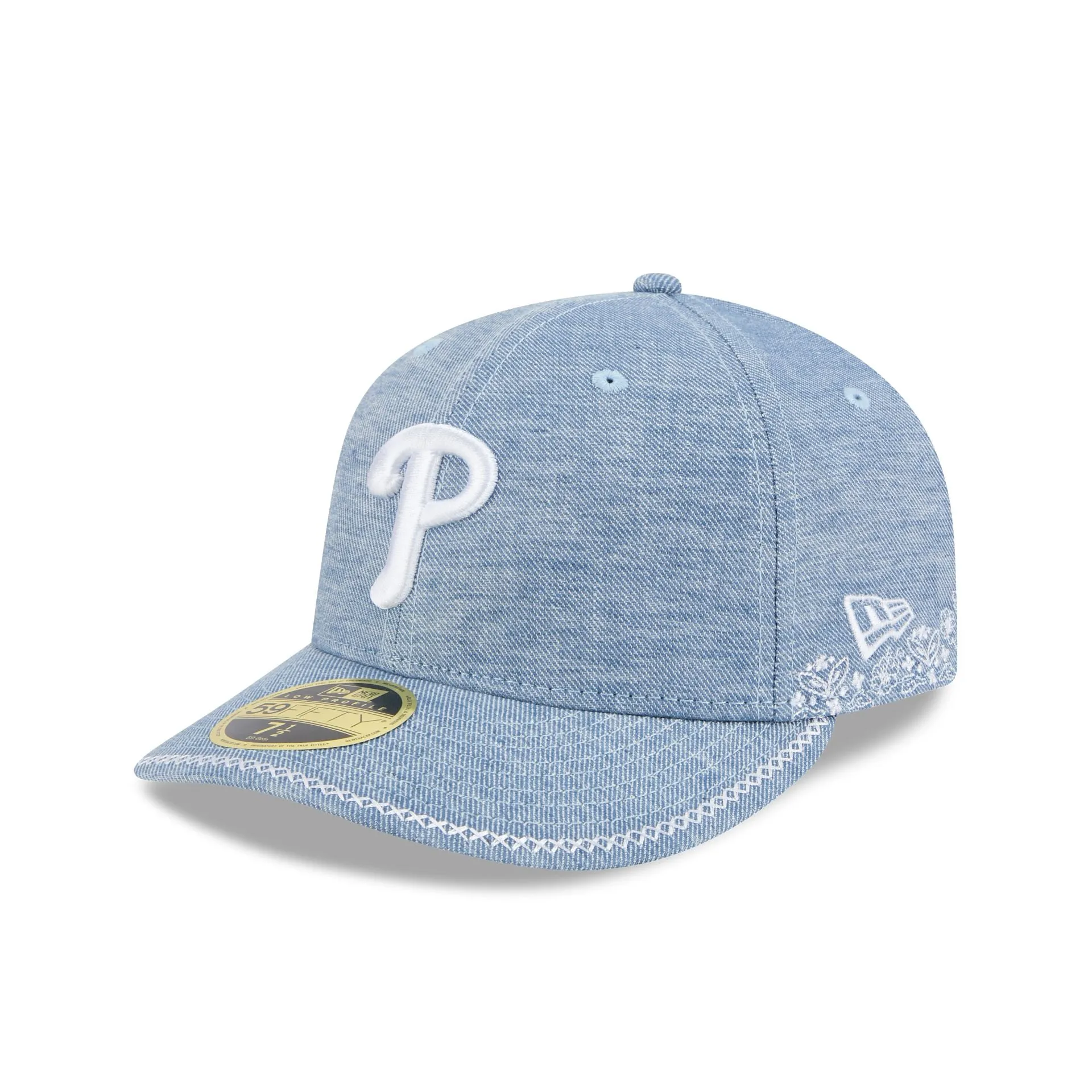 Philadelphia Phillies Hand Stitched Chambray Low Profile 59FIFTY Fitted Hat sold by New Era