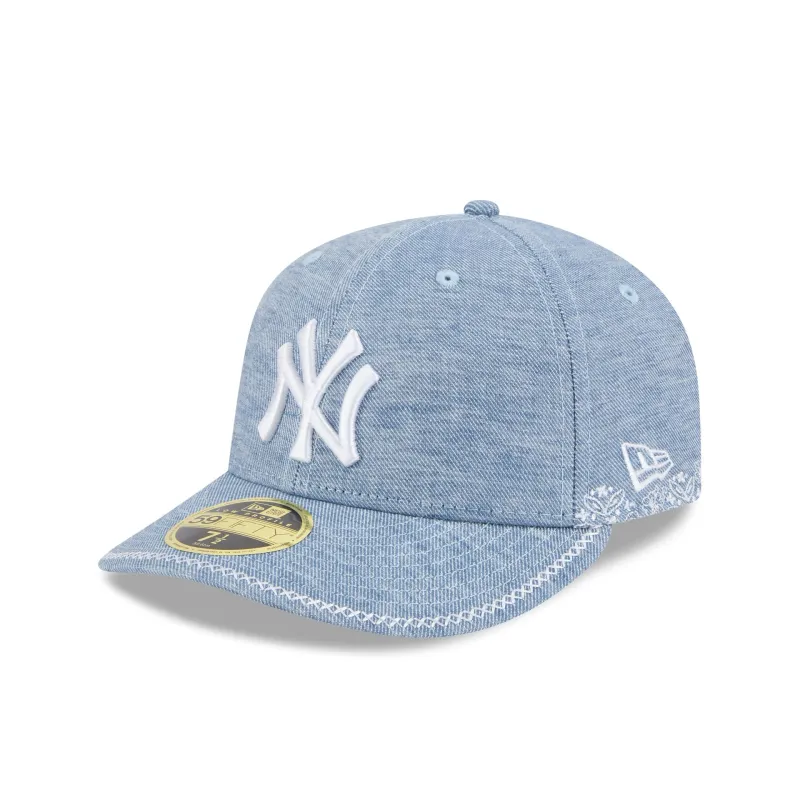 New York Yankees Hand Stitched Chambray Low Profile 59FIFTY Fitted Hat sold by New Era