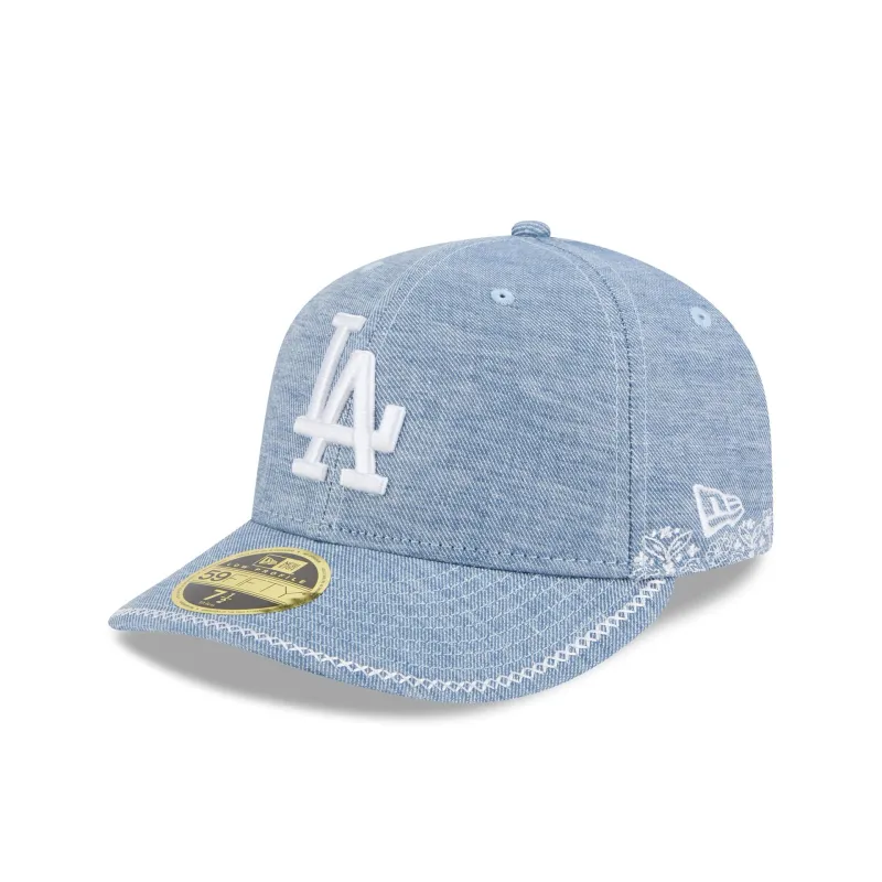 Los Angeles Dodgers Hand Stitched Chambray Low Profile 59FIFTY Fitted Hat sold by New Era
