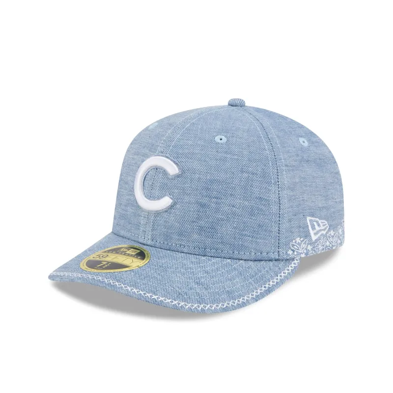 Chicago Cubs Hand Stitched Chambray Low Profile 59FIFTY Fitted Hat sold by New Era