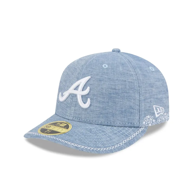 Atlanta Braves Hand Stitched Chambray Low Profile 59FIFTY Fitted Hat sold by New Era