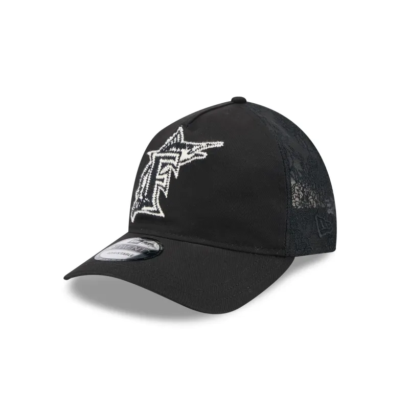 Miami Marlins Embroidered Mesh 9TWENTY A-Frame Adjustable Hat sold by New Era