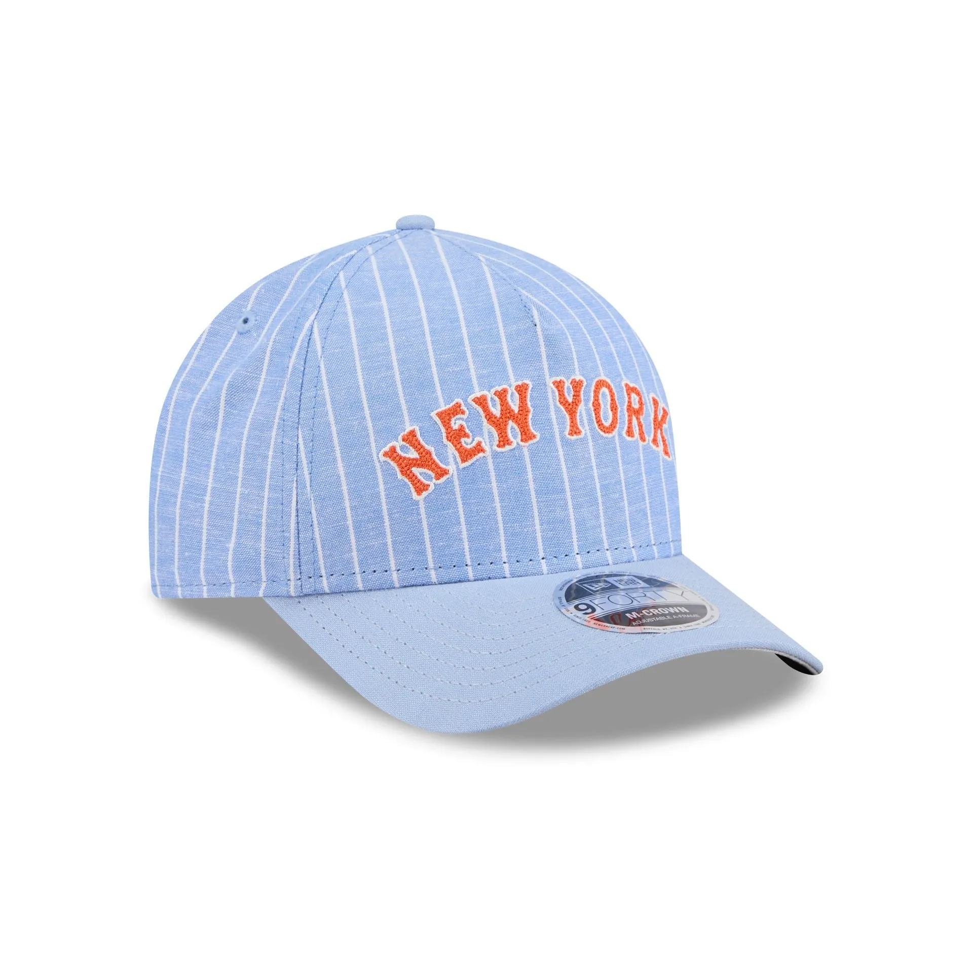 New York Mets Pinstripe Linen 9FORTY M-Crown A-Frame Snapback Hat sold by New Era product image thumbnail 3