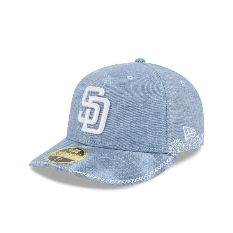 San Diego Padres Hand Stitched Chambray Low Profile 59FIFTY Fitted Hat sold by New Era