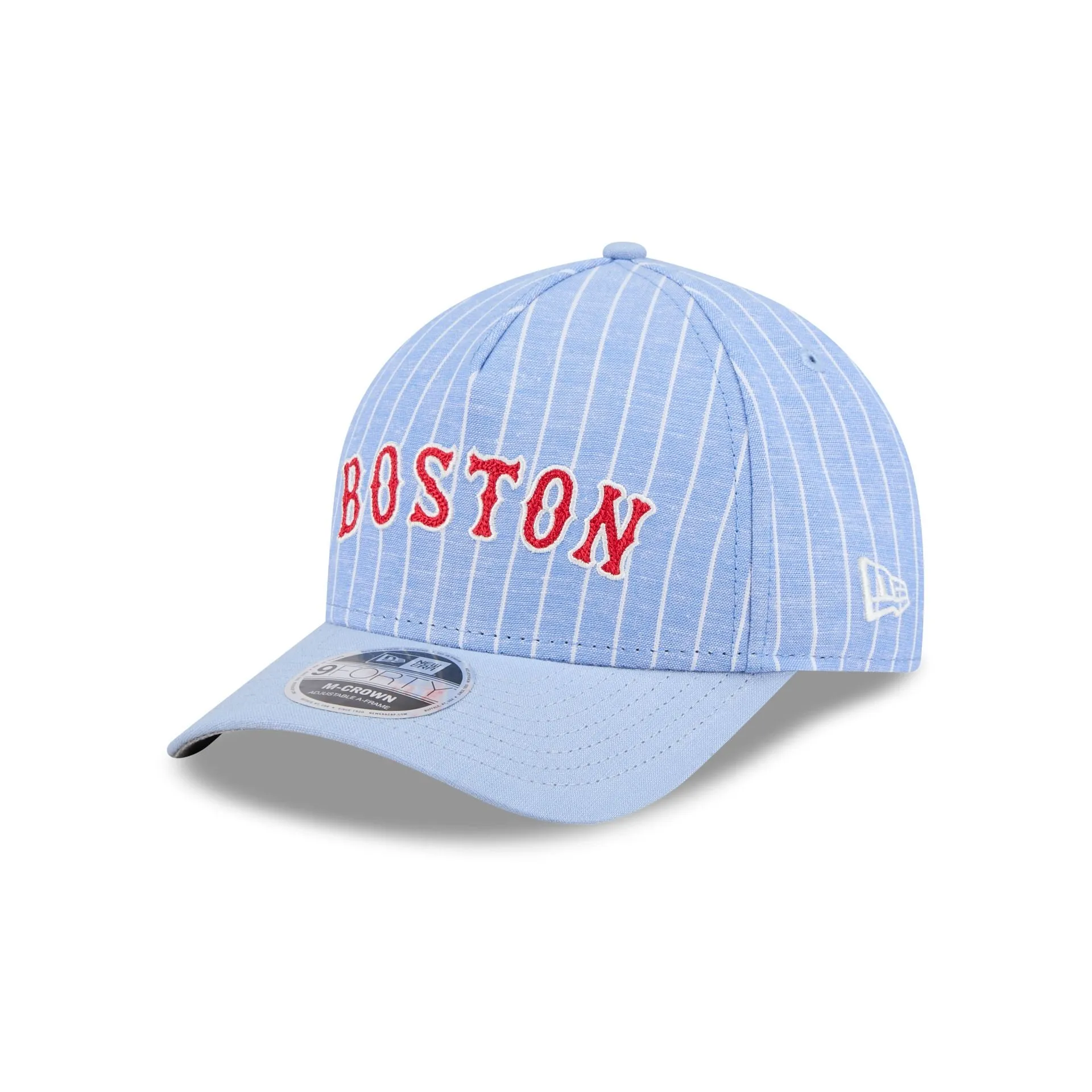 Boston Red Sox Pinstripe Linen 9FORTY M-Crown A-Frame Snapback Hat sold by New Era