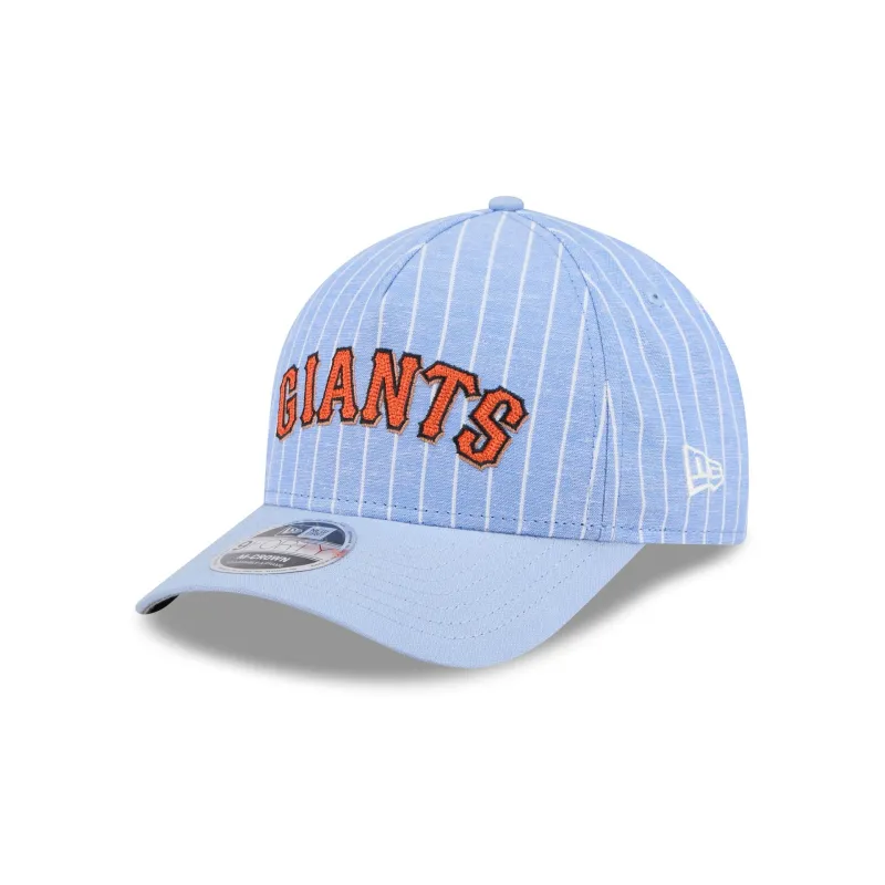 San Francisco Giants Pinstripe Linen 9FORTY M-Crown A-Frame Snapback Hat sold by New Era