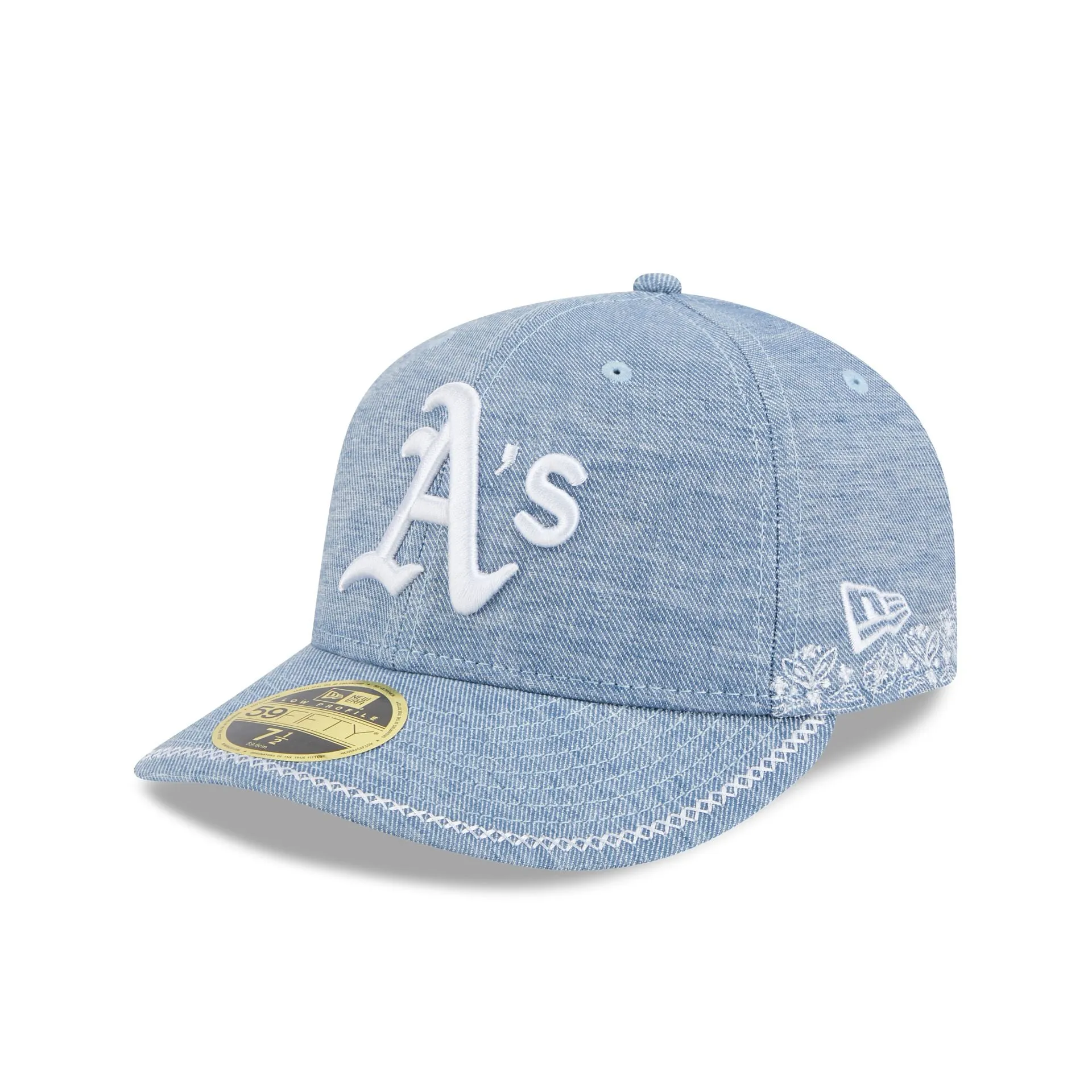 Oakland Athletics Hand Stitched Chambray Low Profile 59FIFTY Fitted Hat sold by New Era
