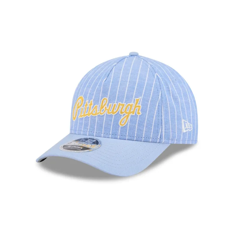 Pittsburgh Pirates Pinstripe Linen 9FORTY M-Crown A-Frame Snapback Hat sold by New Era