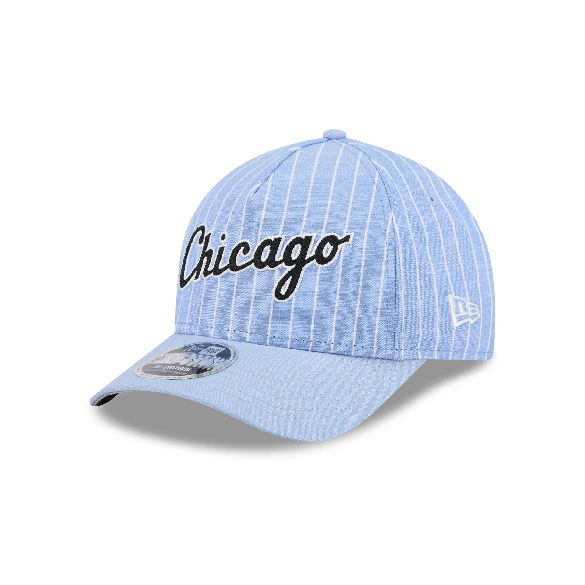 Chicago White Sox Pinstripe Linen 9FORTY M-Crown A-Frame Snapback Hat sold by New Era