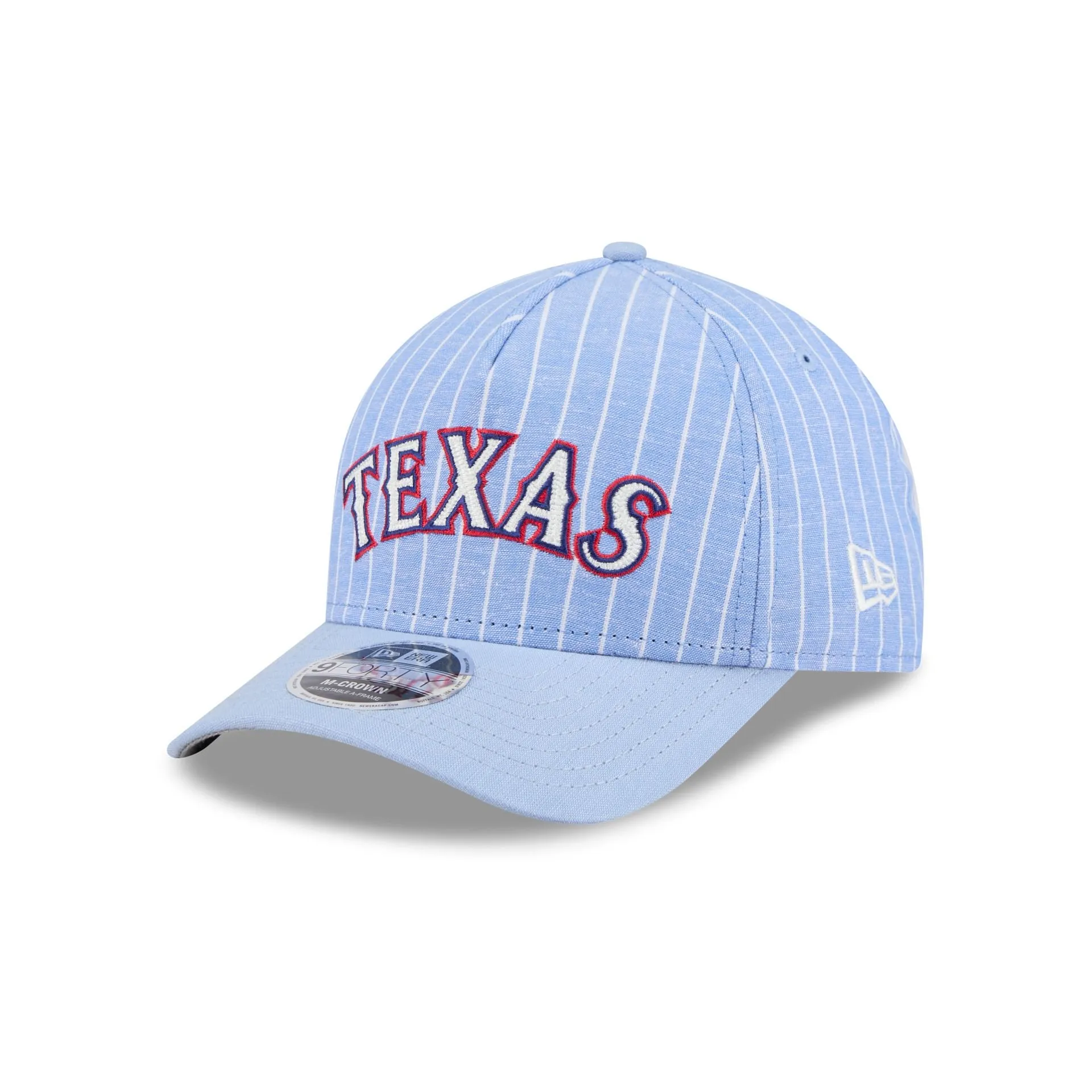 Texas Rangers Pinstripe Linen 9FORTY M-Crown A-Frame Snapback Hat sold by New Era