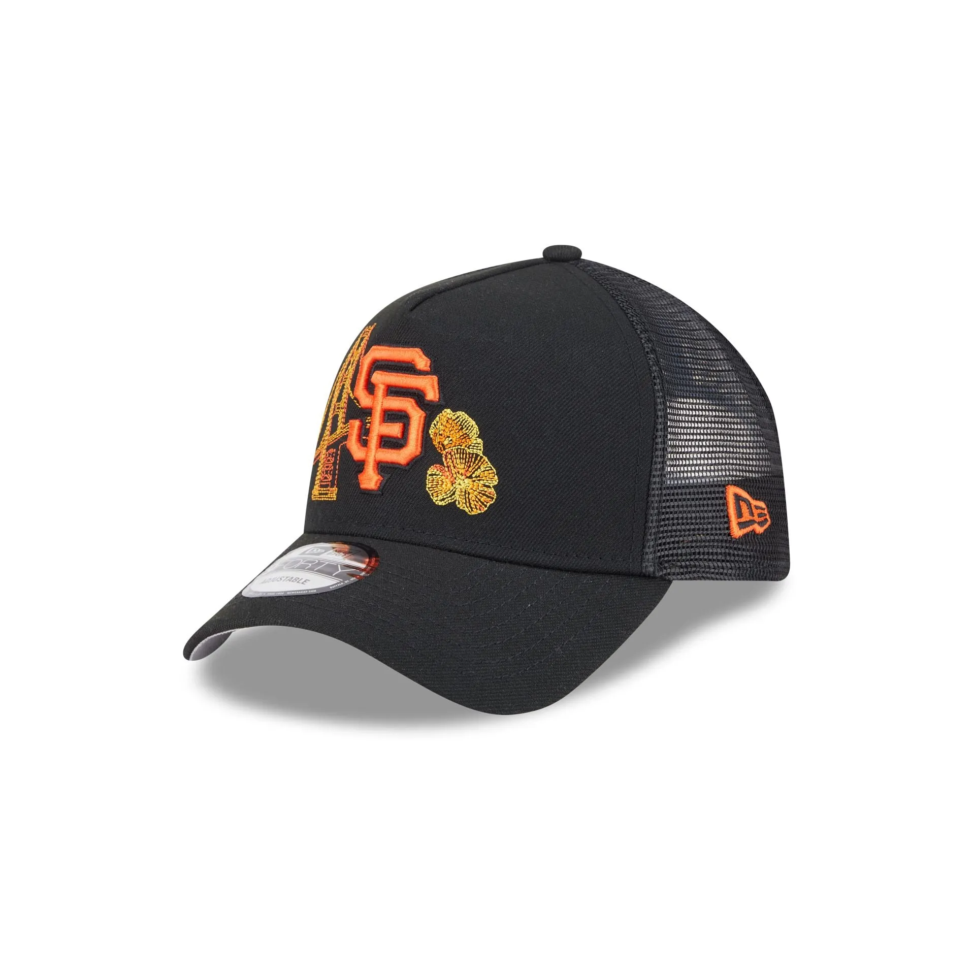 San Francisco Giants State Stitch 9FORTY A-Frame Trucker Hat sold by New Era