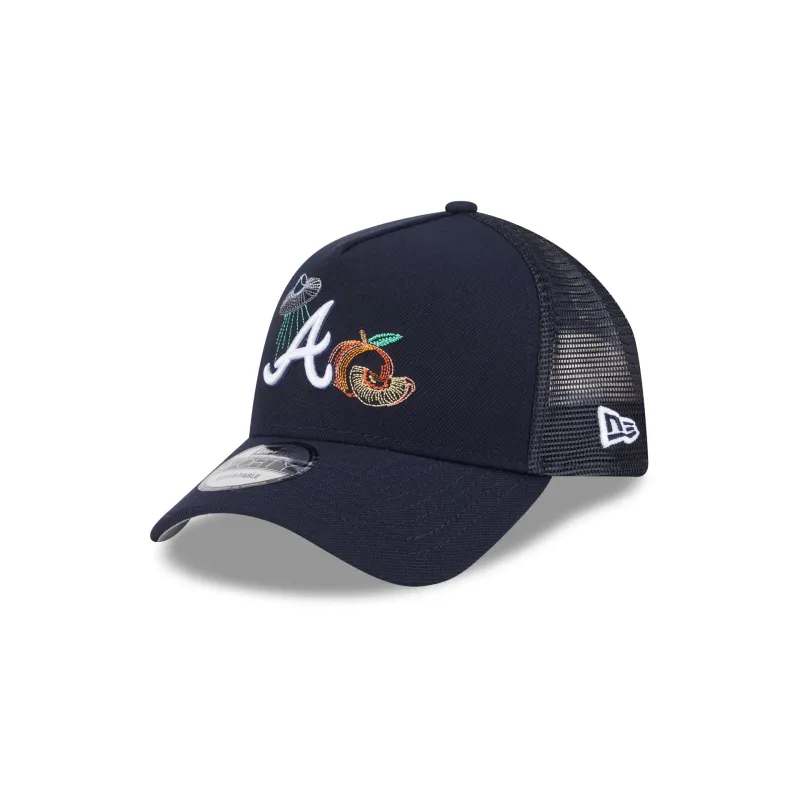 Atlanta Braves State Stitch 9FORTY A-Frame Trucker Hat sold by New Era
