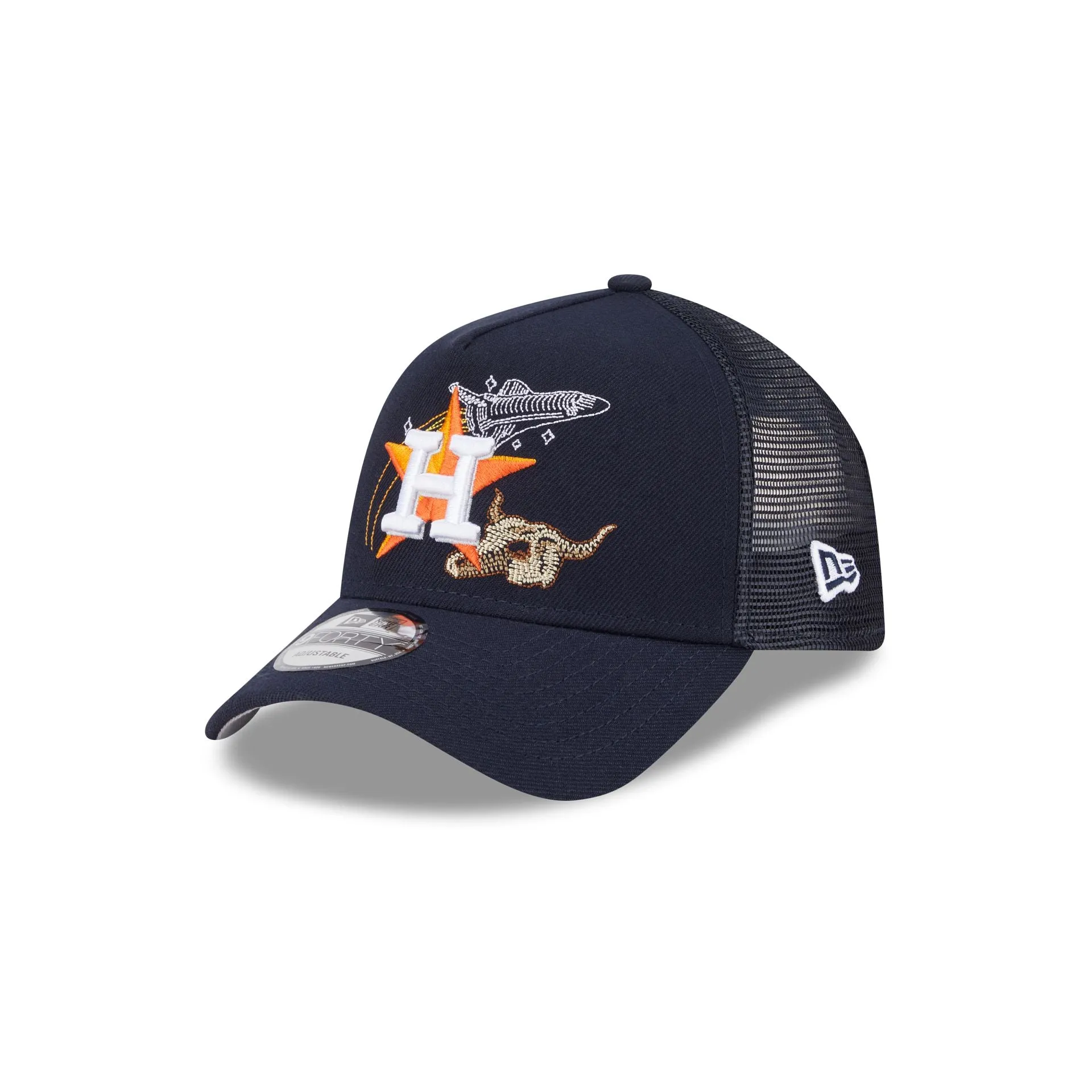 Houston Astros State Stitch 9FORTY A-Frame Trucker Hat sold by New Era