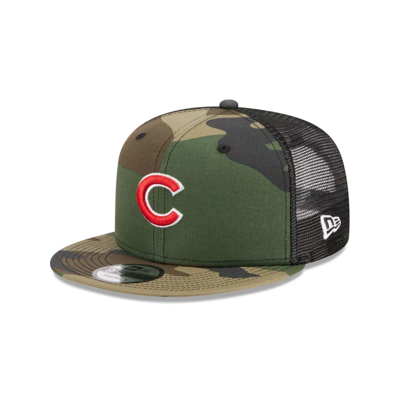 Chicago Cubs Camo 9FIFTY Trucker Snapback Hat sold by New Era