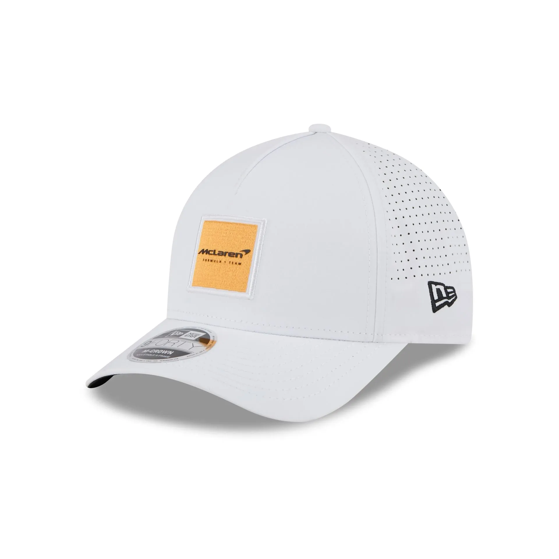 McLaren Formula 1 Team Optic White 9FORTY M-Crown A-Frame Snapback Hat sold by New Era