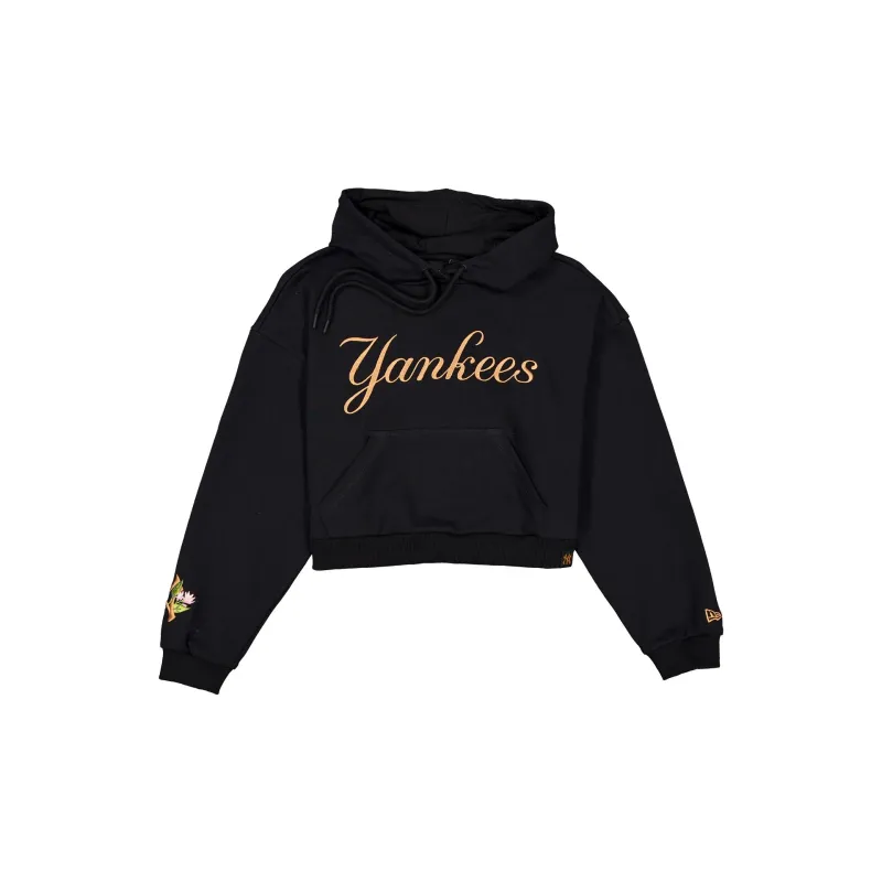 New York Yankees Women's Cropped Black Floral Hoodie sold by New Era