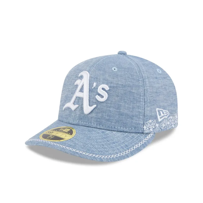 Athletics Hand Stitched Chambray Low Profile 59FIFTY Fitted Hat sold by New Era
