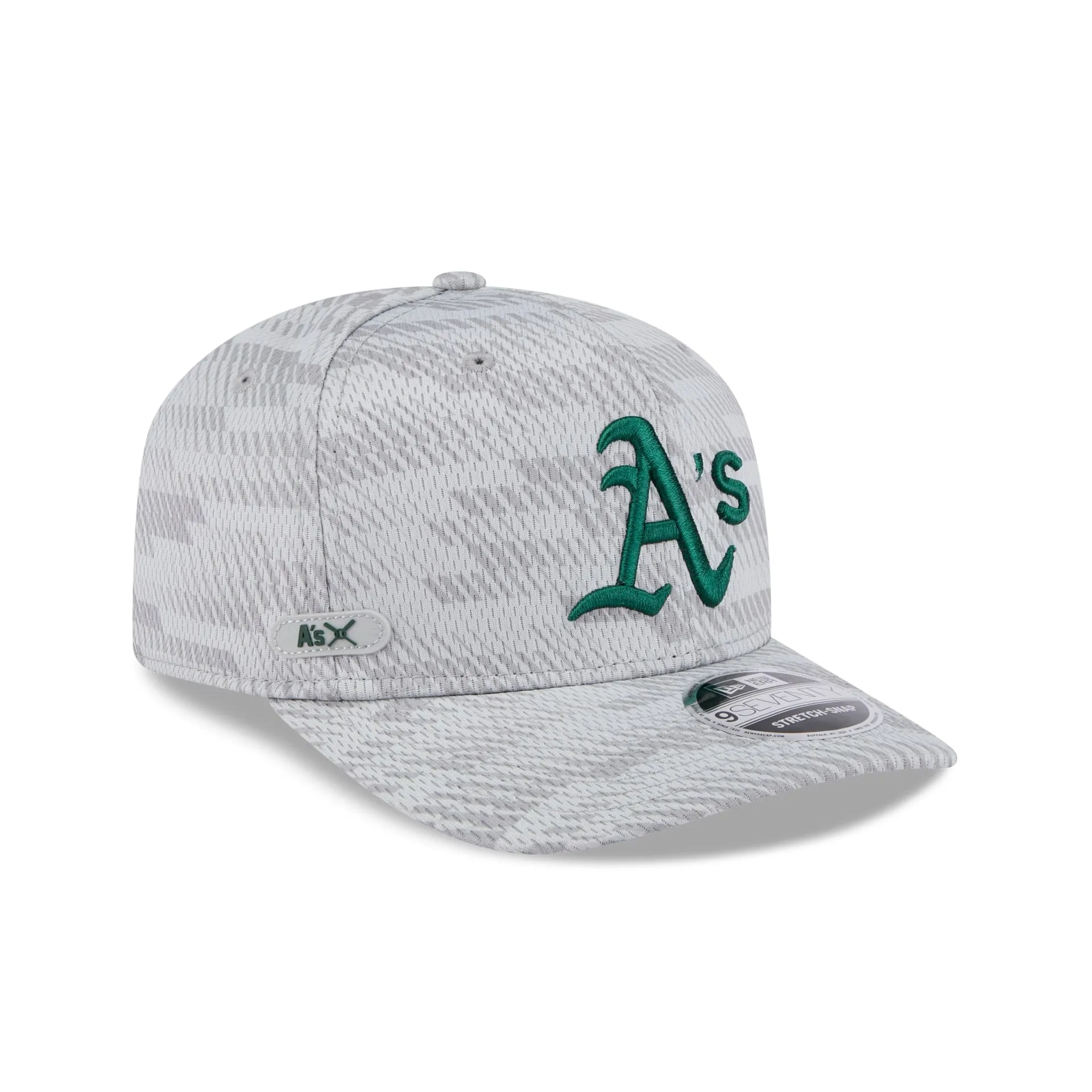 Athletics 2025 Clubhouse Gray 9SEVENTY Stretch-Snap Hat sold by New Era