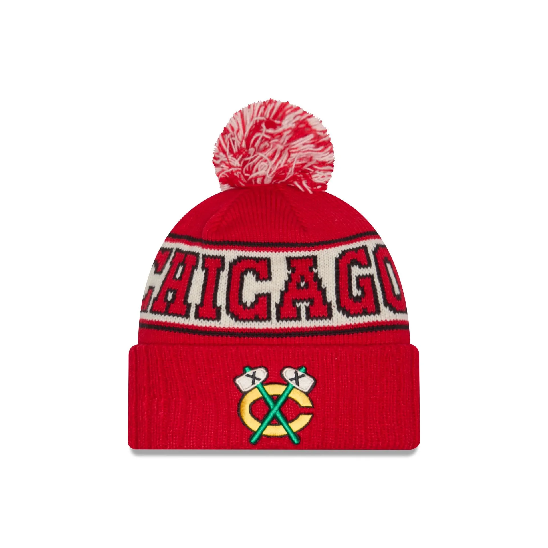 Chicago Blackhawks Pom Knit Hat sold by New Era