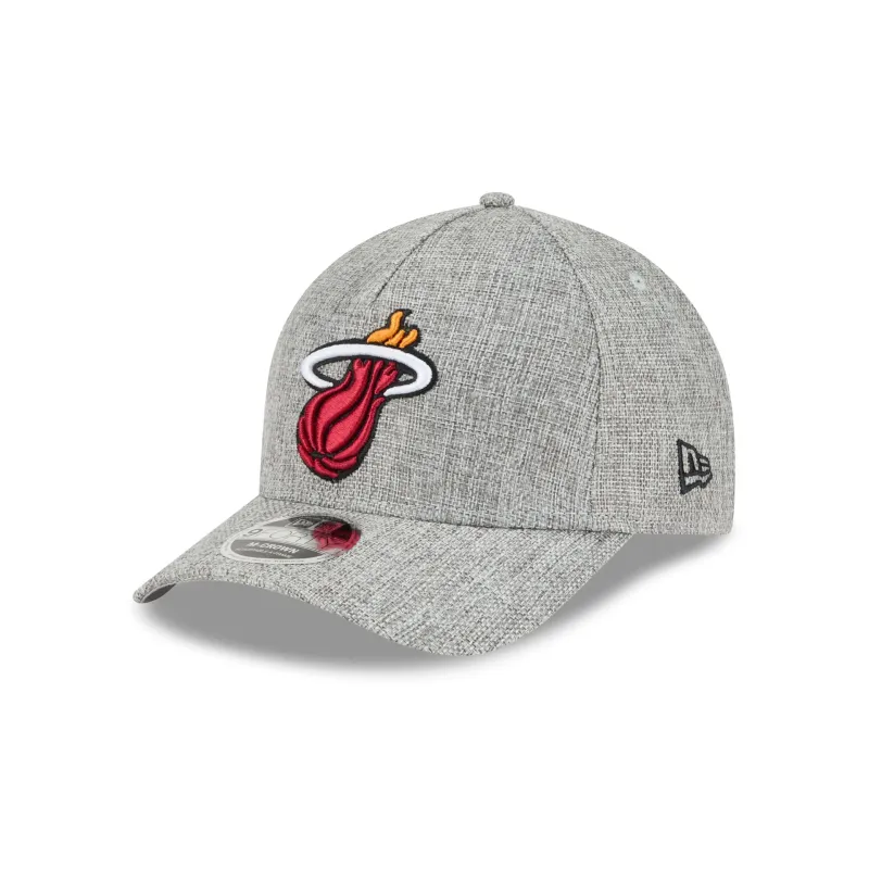 Miami Heat Cotton Weave Gray 9FORTY M-Crown A-Frame Snapback Hat sold by New Era