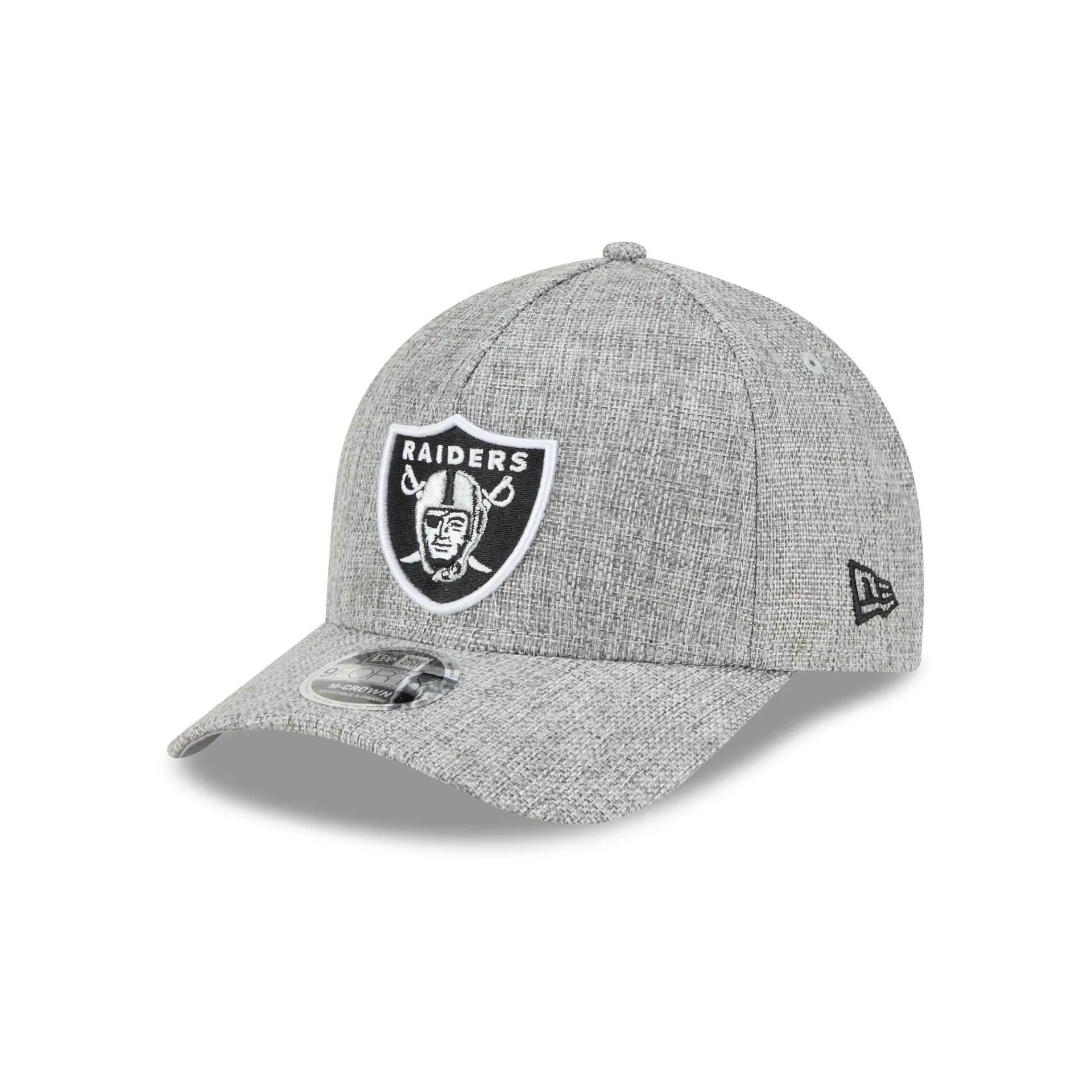 Las Vegas Raiders Cotton Weave Gray 9FORTY M-Crown A-Frame Snapback Hat sold by New Era
