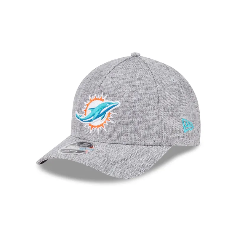 Miami Dolphins Cotton Weave Gray 9FORTY M-Crown A-Frame Snapback Hat sold by New Era
