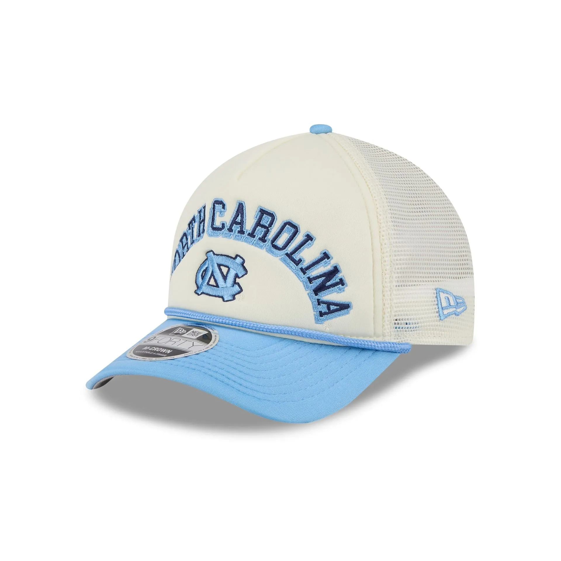 North Carolina Tar Heels Chrome Arch 9FORTY M-Crown A-Frame Trucker Hat sold by New Era