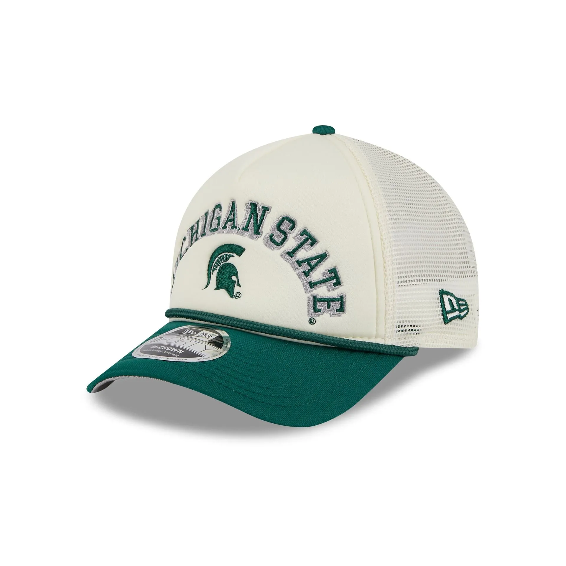 Michigan State Spartans Chrome Arch 9FORTY M-Crown A-Frame Trucker Hat sold by New Era