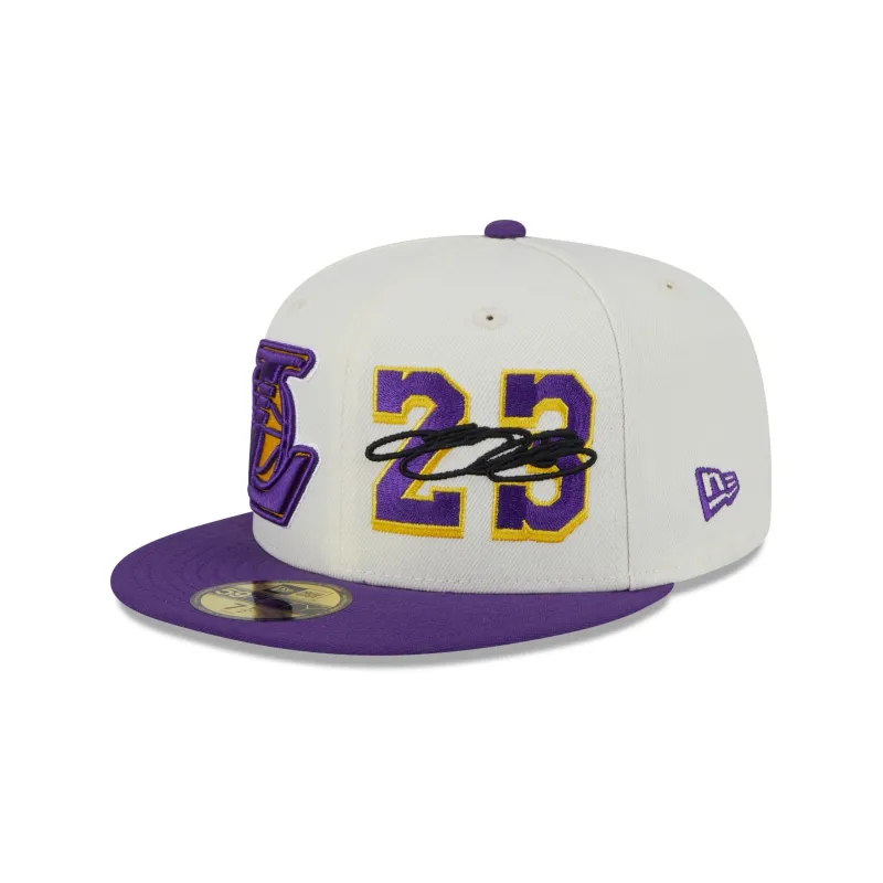Los Angeles Lakers Lebron James Chrome White 59FIFTY Fitted Hat sold by New Era