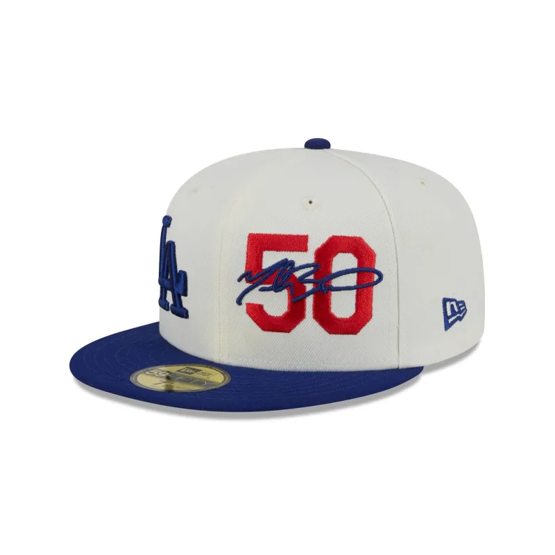 Los Angeles Dodgers Mookie Betts Chrome White 59FIFTY Fitted Hat sold by New Era