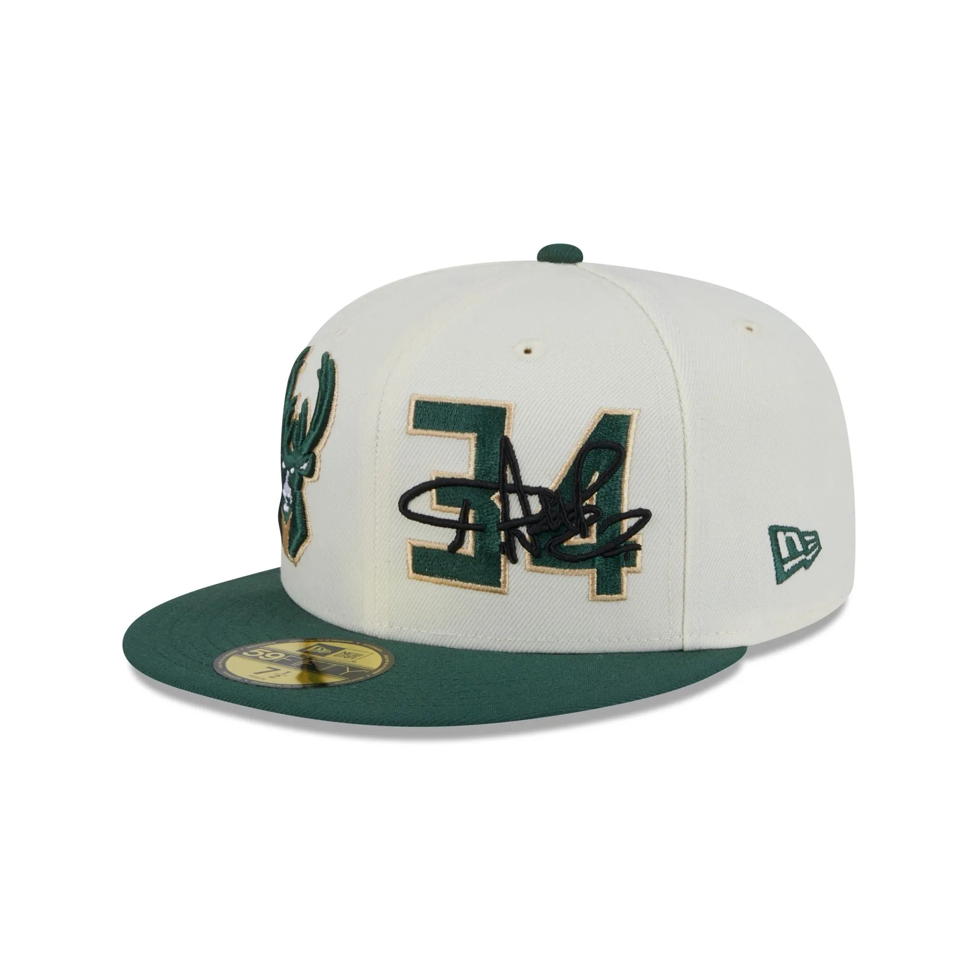 Milwaukee Bucks Giannis Antetokounmpo Chrome White 59FIFTY Fitted Hat sold by New Era