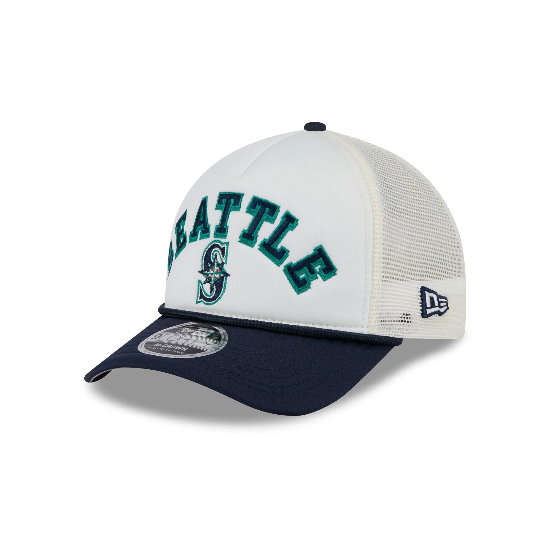 Seattle Mariners Chrome Arch 9FORTY M-Crown A-Frame Trucker Hat sold by New Era