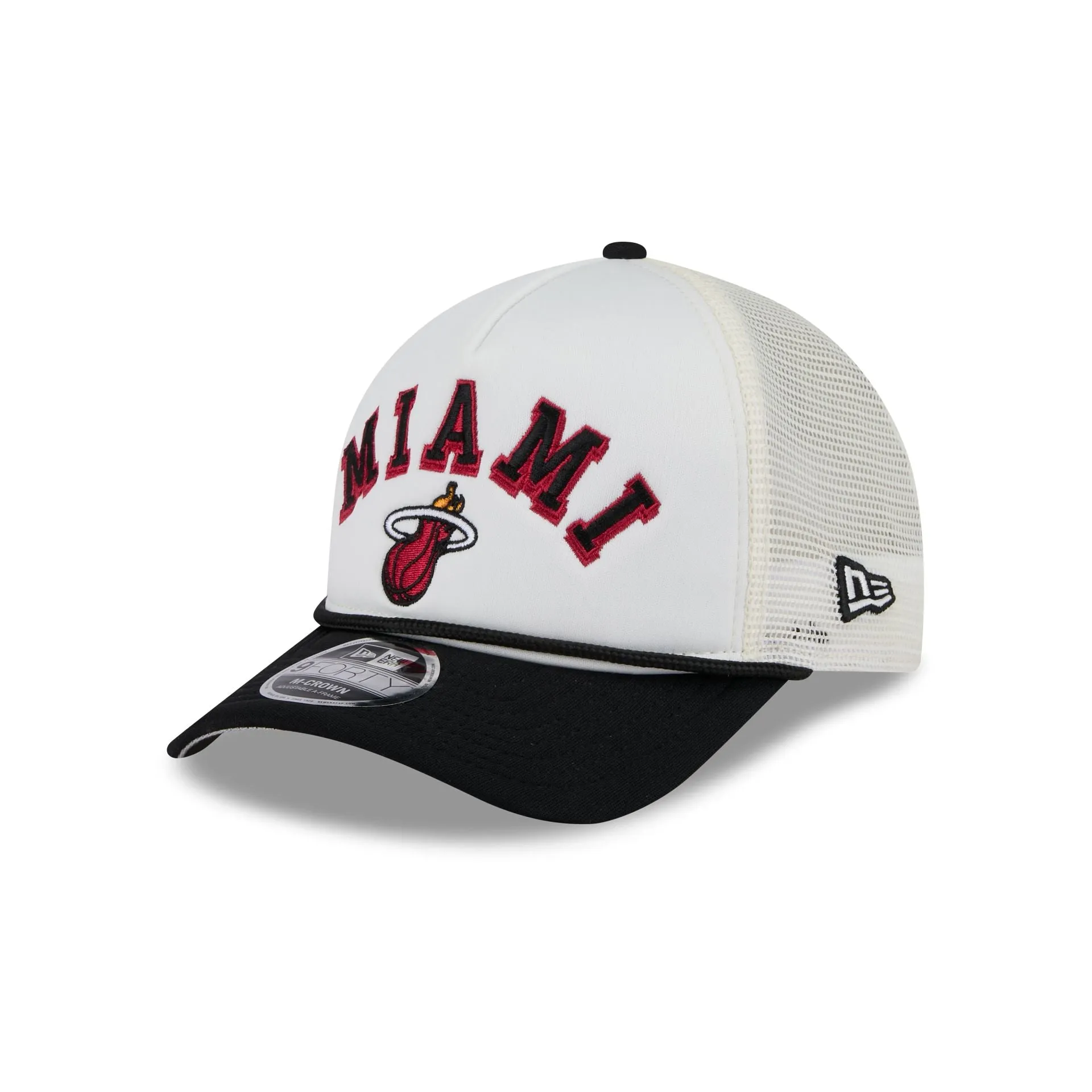 Miami Heat Chrome Arch 9FORTY M-Crown A-Frame Trucker Hat sold by New Era