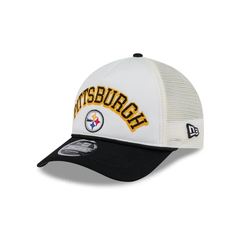 Pittsburgh Steelers Chrome Arch 9FORTY M-Crown A-Frame Trucker Hat sold by New Era
