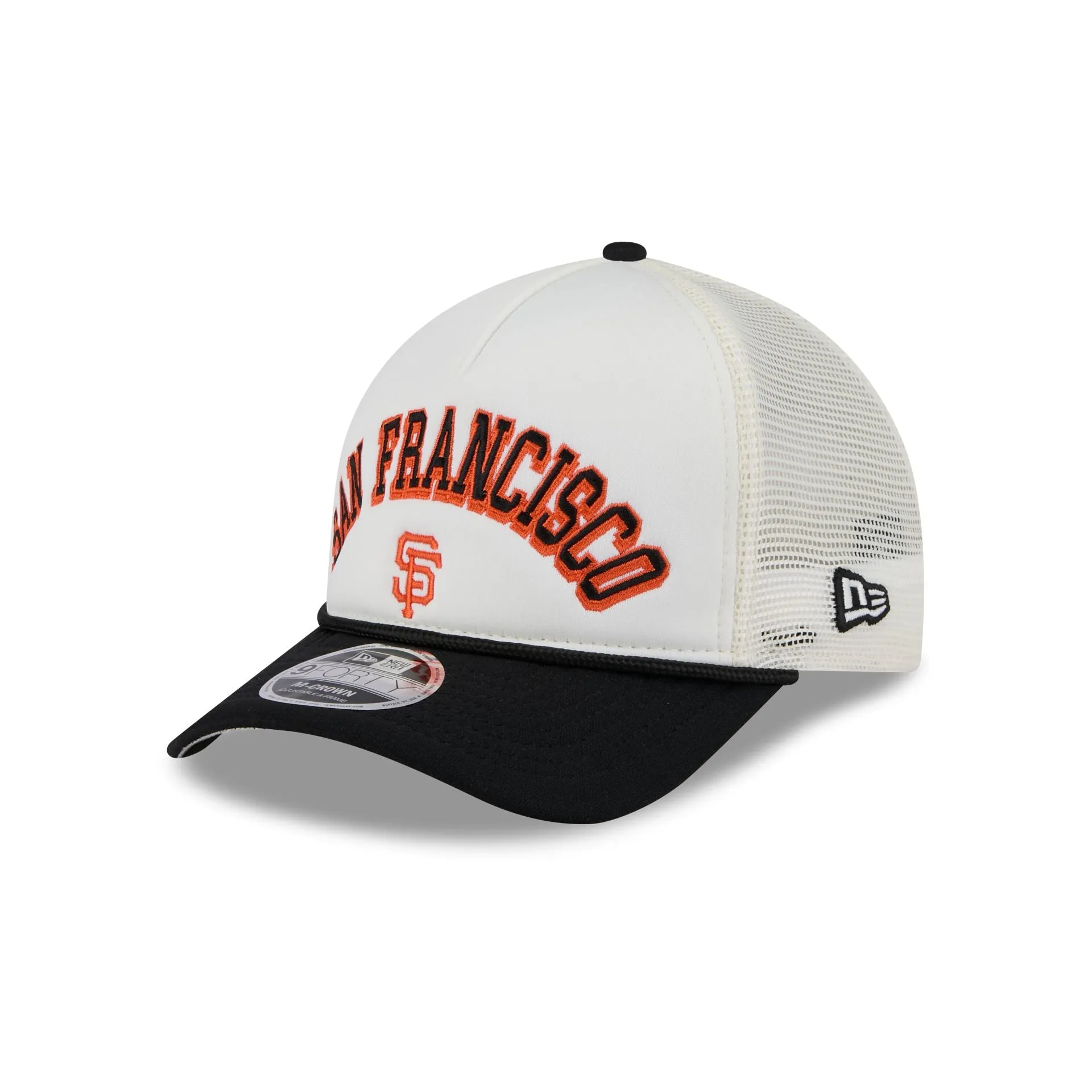 San Francisco Giants Chrome Arch 9FORTY M-Crown A-Frame Trucker Hat sold by New Era
