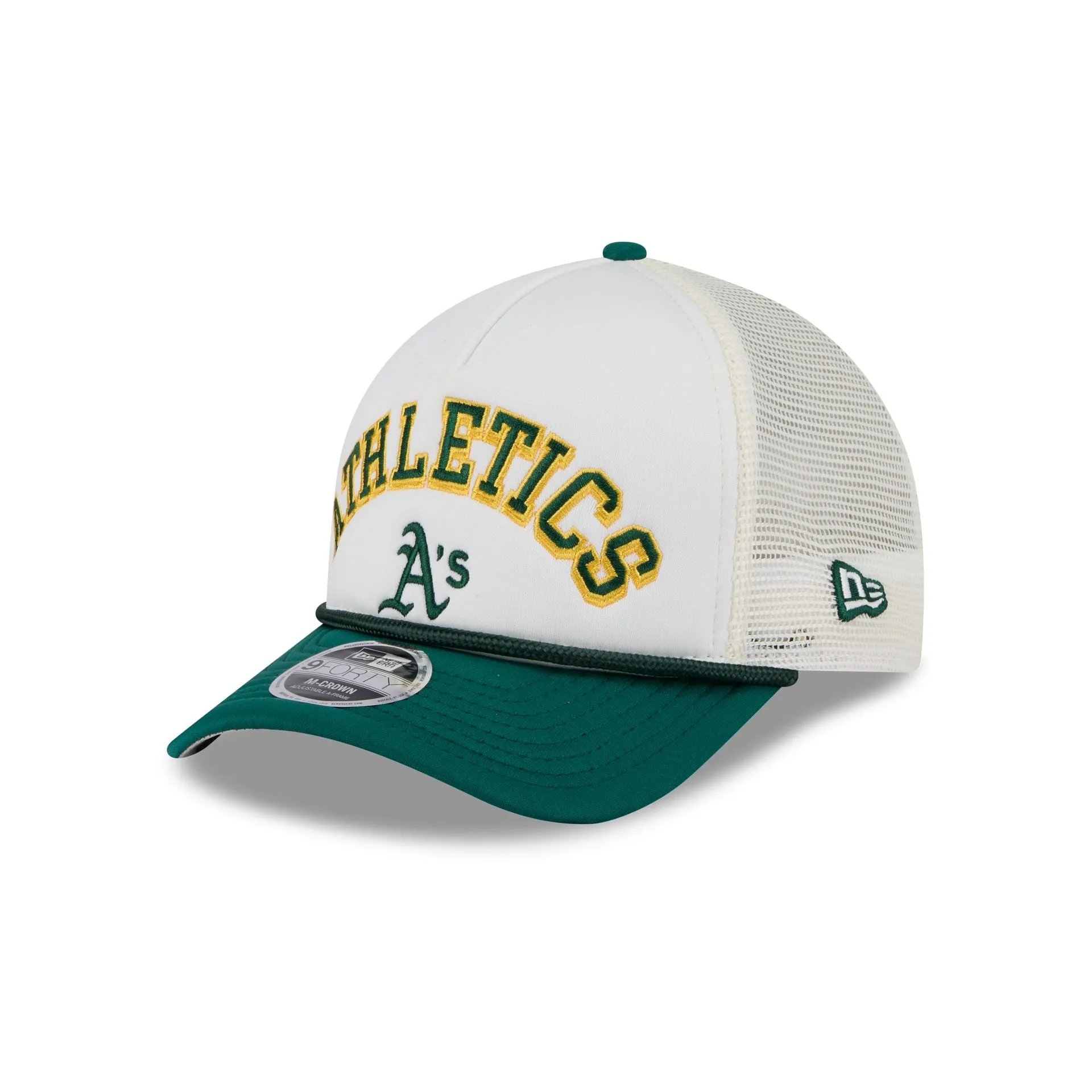 Athletics Chrome Arch 9FORTY M-Crown A-Frame Trucker Hat sold by New Era