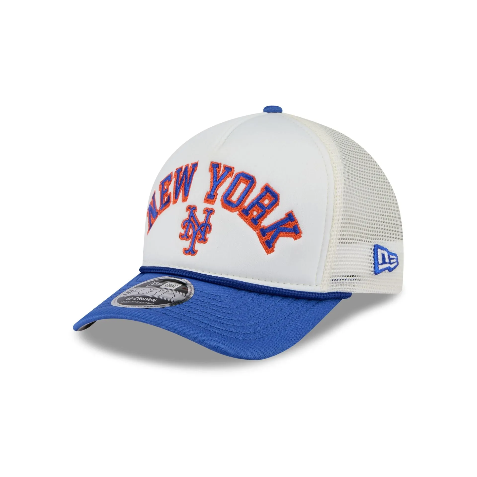 New York Mets Chrome Arch 9FORTY M-Crown A-Frame Trucker Hat sold by New Era