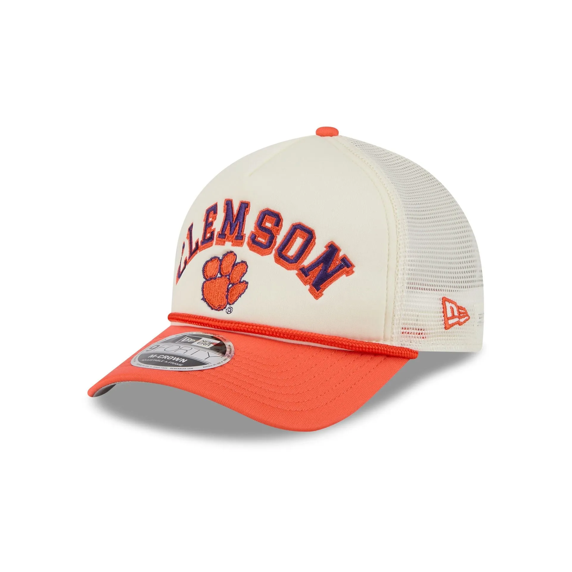 Clemson Tigers Chrome Arch 9FORTY M-Crown A-Frame Trucker Hat sold by New Era