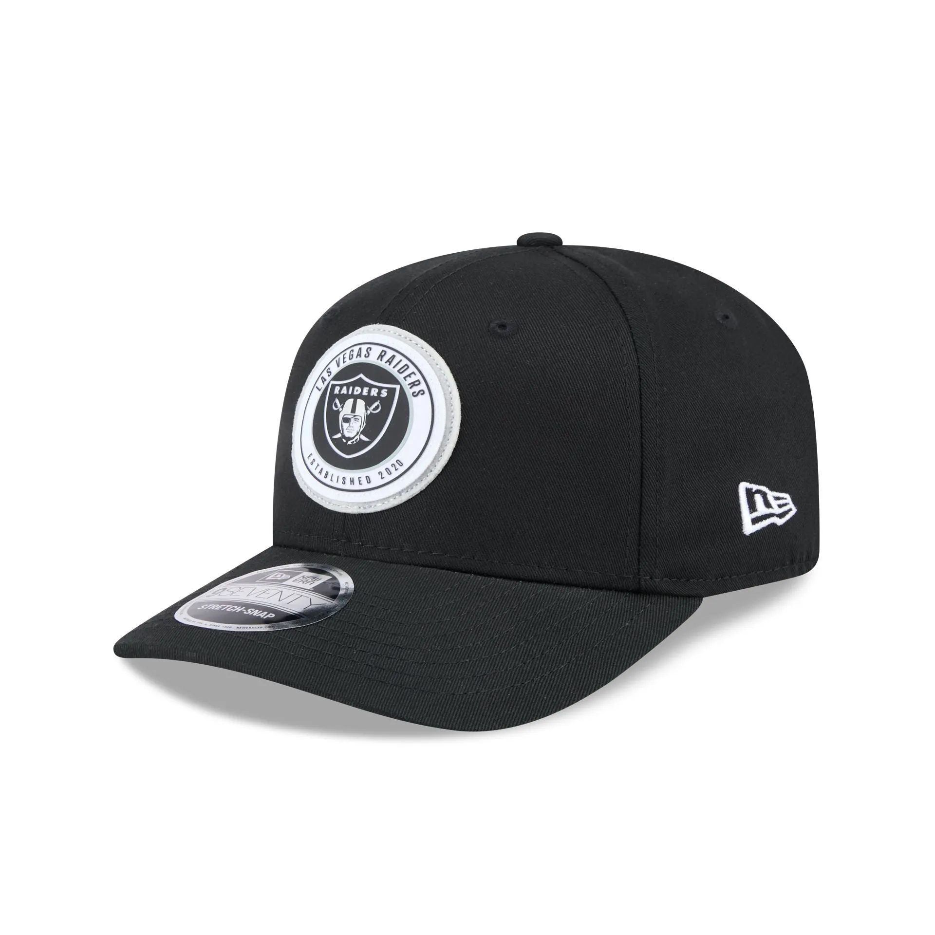 Las Vegas Raiders Circle Patch 9SEVENTY Stretch-Snap Hat sold by New Era