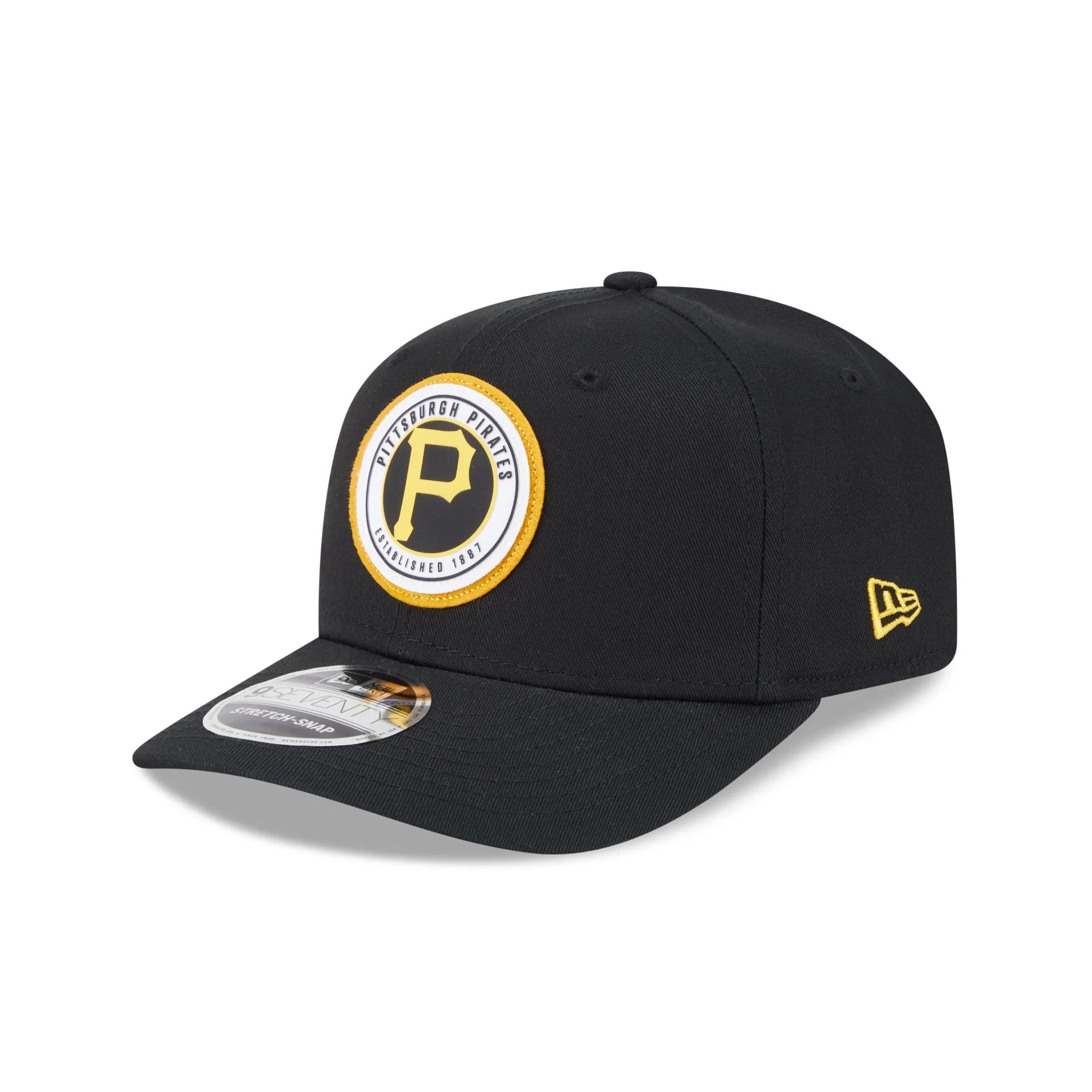 Pittsburgh Pirates Circle Patch 9SEVENTY Stretch-Snap Hat sold by New Era