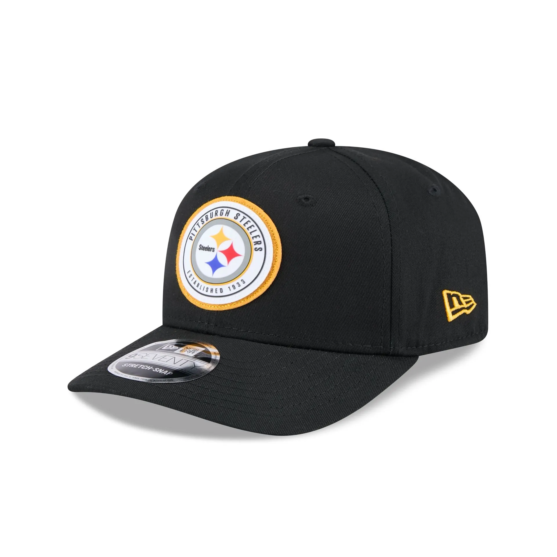 Pittsburgh Steelers Circle Patch 9SEVENTY Stretch-Snap Hat sold by New Era
