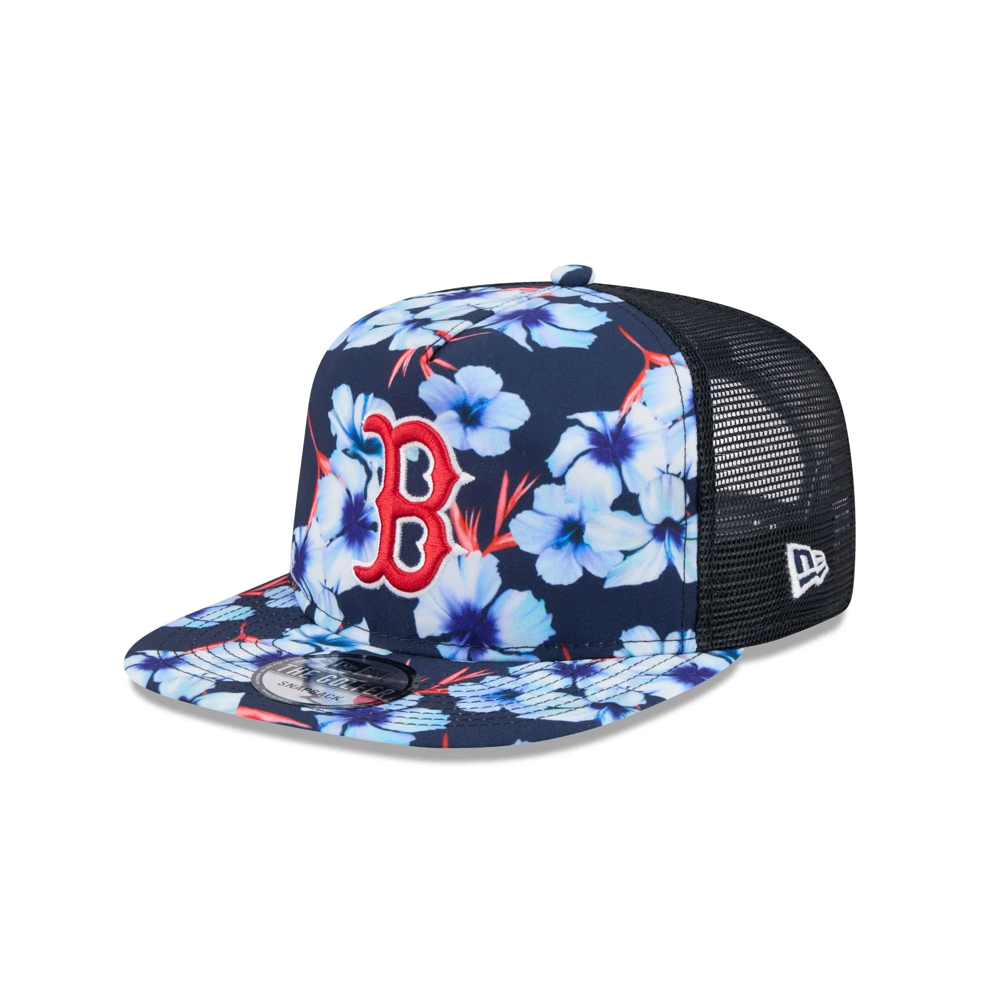 Boston Red Sox Pattern Golfer Trucker Hat sold by New Era