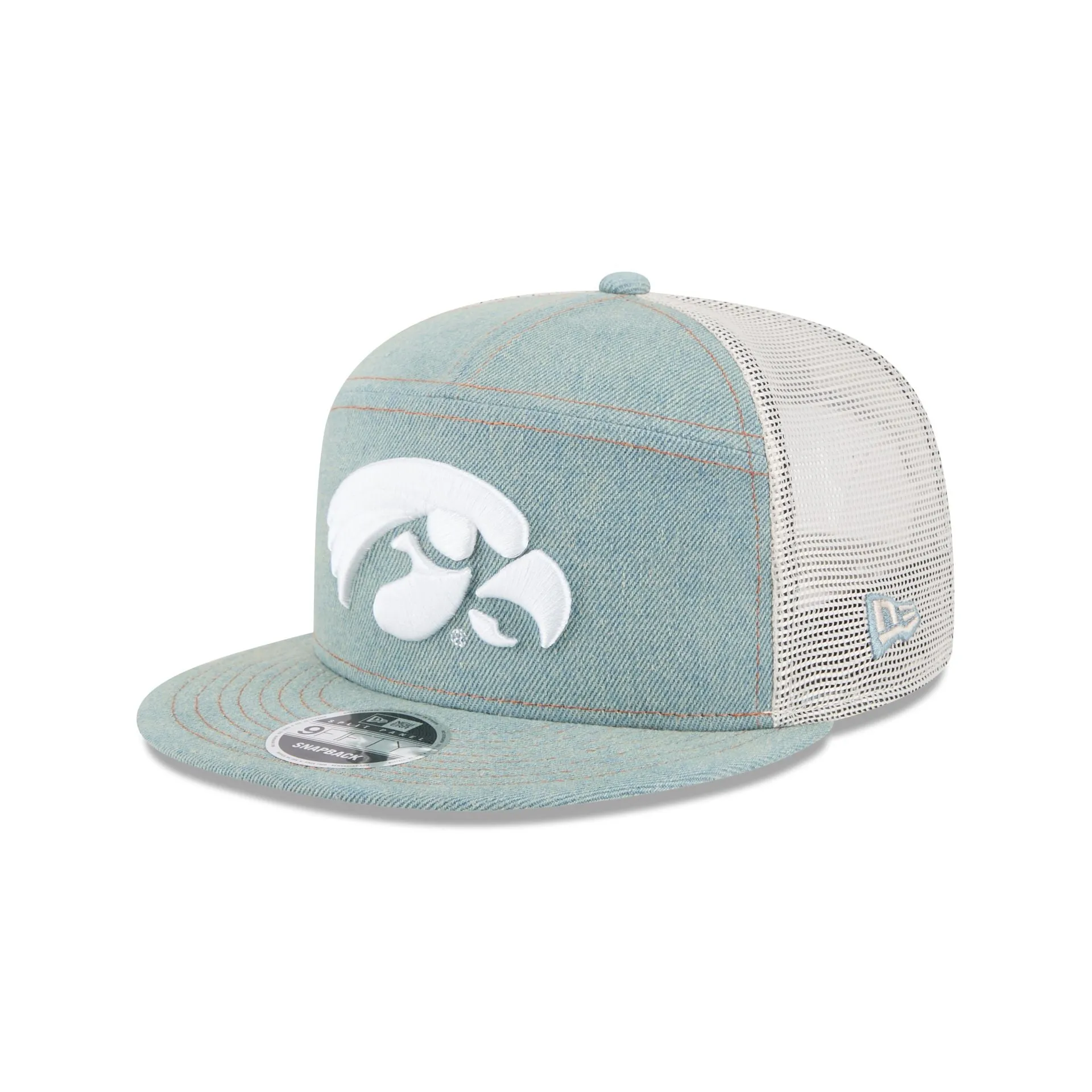 Iowa Hawkeyes Denim Split Panel 9FIFTY Trucker Hat sold by New Era