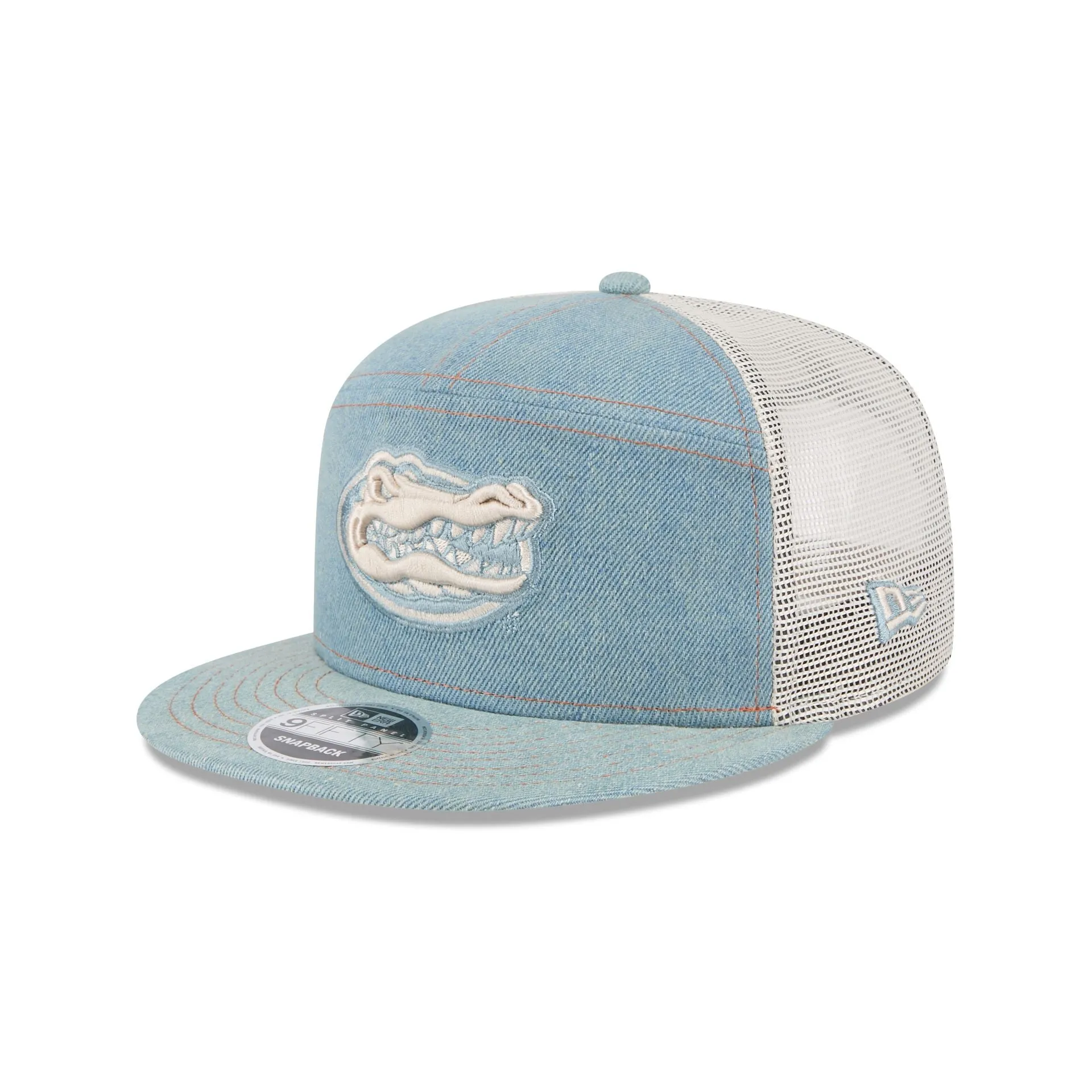 Florida Gators Denim Split Panel 9FIFTY Trucker Hat sold by New Era